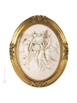 THE THREE GRACES picture bas-relief porcelain Capodimonte handmade Made in Italy exclusive