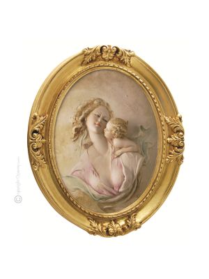 MOTHER WITH BABY Picture Bas-relief Porcelain Capodimonte Made in Italy