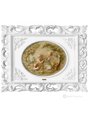 PASTORAL SCENE Picture Bas-relief Porcelain Capodimonte Made in Italy