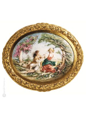PASTORAL SCENE Picture Bas-relief Porcelain Capodimonte Made in Italy