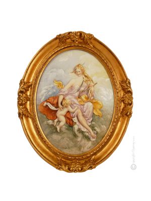 ALLEGORY OF THE MUSIC Picture Bas-relief Porcelain Capodimonte Made in Italy