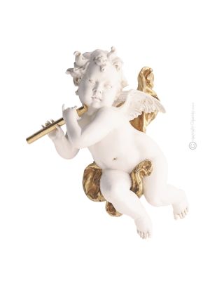 CUPID WITH FLUTE Statuette statue figure porcelain Capodimonte handmade made in Italy exclusive