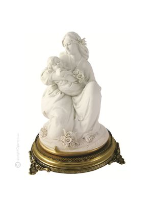 MOTHER WITH BABY Statuette statue figure porcelain Capodimonte handmade made in Italy exclusive