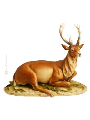 DEER Statuette statue figure Capodimonte porcelain handcraft made in Italy