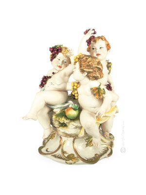 THREE CHERUBS Statuette statue figure porcelain Capodimonte handmade made in Italy exclusive