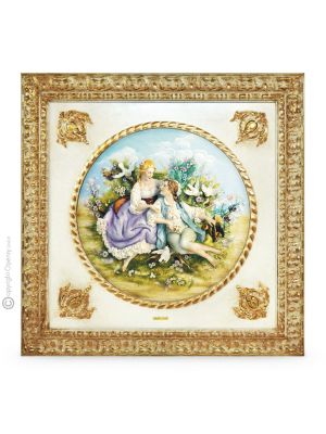 THE FIRST DATE Picture Bas-relief Porcelain Capodimonte Made in Italy