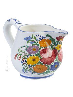 BROCCA FIORACCIO POLICROMO Castelli Ceramic carafe pitcher decanter authentic handmade Abruzzo Made in Italy
