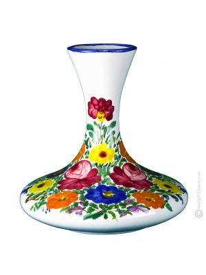 DECANTER FIORACCIO POLICROMO Castelli Ceramic water wein decanter authentic handmade Abruzzo Made in Italy