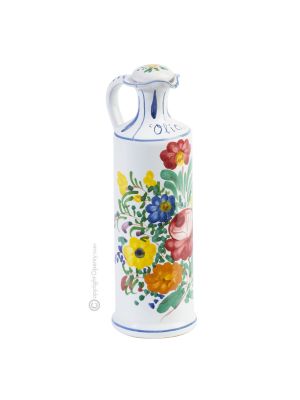 OLIERA OLIO FIORACCIO Oil bottle Castelli ceramic authentic handmade Abruzzo Made in Italy