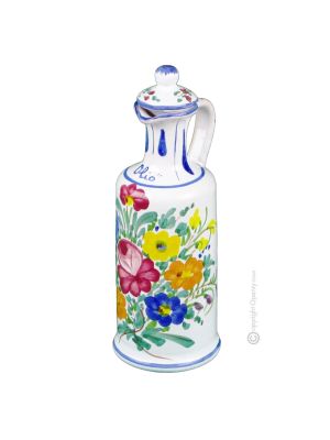 OLIERA OLIO FIORACCIO Oil bottle Castelli ceramic authentic handmade Abruzzo Made in Italy