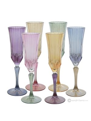 ADA Set of 6 authentic hand painted flute glasses in premium quality glass.