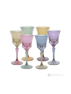 ADA Set of 6 authentic hand-painted stemmed liqueur glasses in premium quality glass.