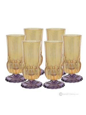 ADA Set of 6 Authentic Modern Hand Painted Drinking Glasses in Premium Quality Glass.-Yellow