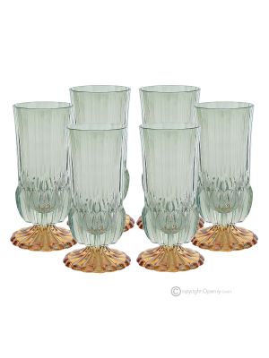 ADA Set of 6 Authentic Modern Hand Painted Drinking Glasses in Premium Quality Glass.-Green