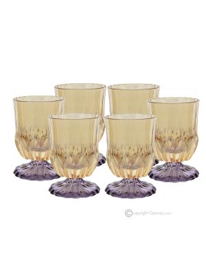 ADA Set of 6 Authentic Modern Hand Painted Water Glasses in Premium Quality Glass.-Yellow