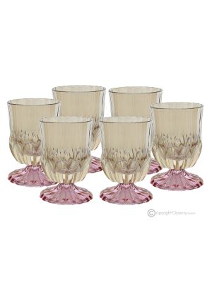 ADA Set of 6 Authentic Modern Hand Painted Water Glasses in Premium Quality Glass.-Amber