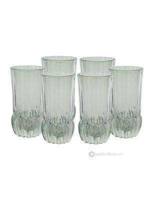 ADA Set of 6 Authentic Modern Hand Painted Drinking Glasses in Premium Quality Glass.-Green