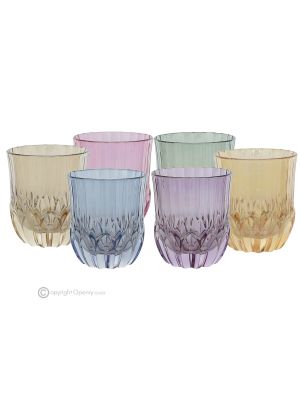 ADA Set of 6 authentic modern hand painted water glasses in premium quality glass.