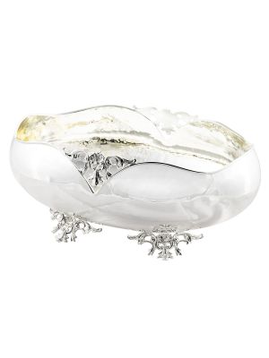 CENTROTAVOLA OVALE BORDO FILÈ Centerpiece bowl basket silver plated artistic handcraft Made in Italy