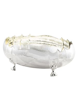 CENTROTAVOLA OVALE 8 COSTE Centerpiece bowl basket silver plated artistic handcraft Made in Italy