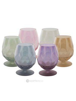 ALKIMIA Set of 6 authentic hand-painted whiskey glasses made of premium glass.