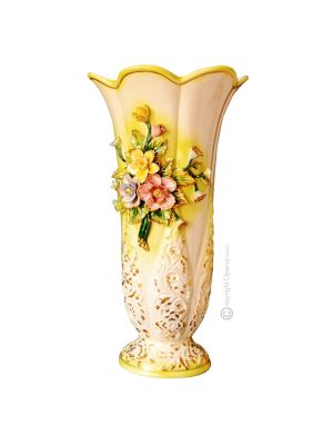 VASE Baroque style artistic ceramic with 24k gold details Made in Italy