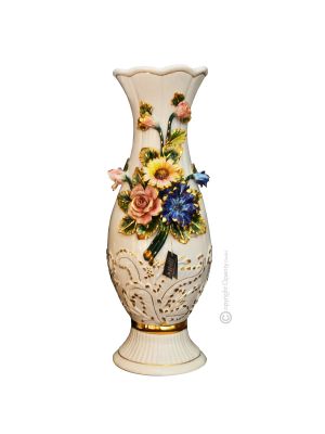 VASE Baroque style artistic ceramic with 24k gold details Made in Italy