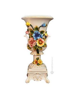 VASE Baroque style artistic ceramic with 24k gold details Made in Italy