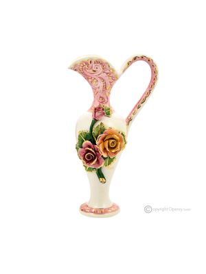 VASO ANFORA ROSE Vase Ceramic Artistic Creations Baroque Style 24k Gold Decor Made Italy-Multicolor--Gold