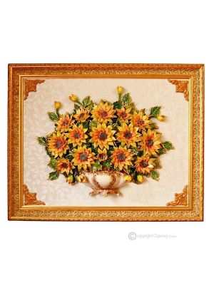 TABLEAU Wall picture ceramic decorative hanging baroque style artistic ceramic with 24k gold details Made in Italy