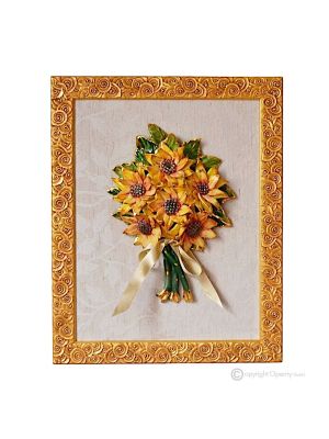 TABLEAU Wall picture ceramic decorative hanging baroque style artistic ceramic with 24k gold details Made in Italy