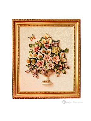 TABLEAU Wall picture ceramic decorative hanging baroque style artistic ceramic with 24k gold details Made in Italy