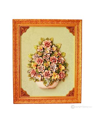 TABLEAU Wall picture ceramic decorative hanging baroque style artistic ceramic with 24k gold details Made in Italy