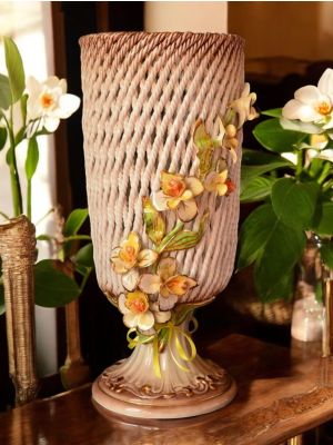 Vase ceramic art - Table and decor - Chalice climbing flowers