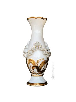 VASE Baroque style artistic ceramic with 24k gold details Made in Italy