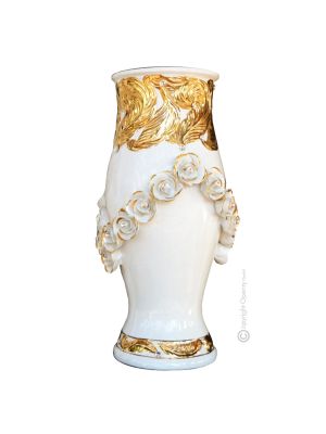 VASE Baroque style artistic ceramic with 24k gold details Made in Italy