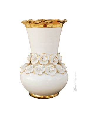 VASE Baroque style artistic ceramic with 24k gold details Made in Italy