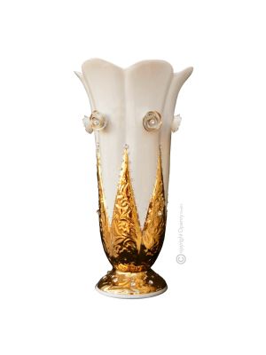 VASE Baroque style artistic ceramic with 24k gold details Made in Italy