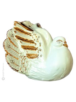 DOVE handmade ceramic table ornament Baroque style artistic with 24k gold details Made in Italy