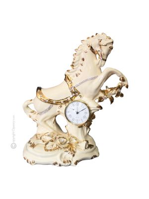 TABLE CLOCK Stand clock Baroque style artistic ceramic with 24k gold details Swarovski crystals
