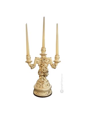 PORTACANDELE Candle holders ceramic artistic ornament baroque style with 24k gold details Swarovski crystals
