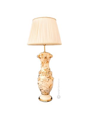 LAMP Table lamp abat-jour lampshade Baroque style artistic ceramic with 24k gold details Made in Italy