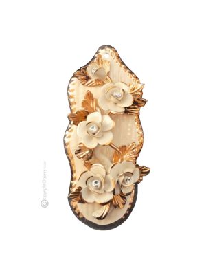 PICTURE Wall decorative object to hang Baroque style artistic ceramic with 24k gold details Made in Italy