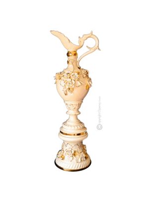 AMPHORA Vase baroque style artistic ceramic with 24k gold details Made in Italy