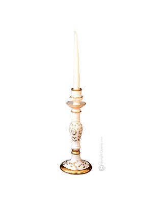 PORTACANDELE Candle holders ceramic artistic ornament baroque style with 24k gold details Made in Italy