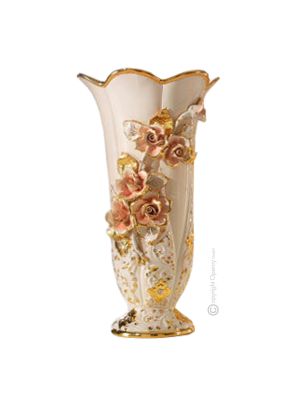 VASE Baroque style artistic ceramic with 24k gold details Made in Italy