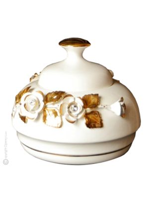 COOKIE POT handmade ceramic table ornament Baroque style artistic with 24k gold details Swarovski crystals