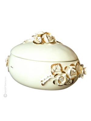 BOX handmade ceramic table ornament Baroque style artistic with 24k gold details Made in Italy