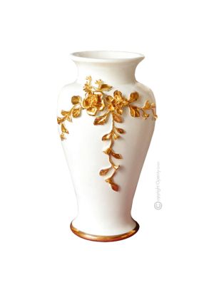 VASE AFFASCINANTE Baroque style artistic ceramic with 24k gold details Made in Italy
