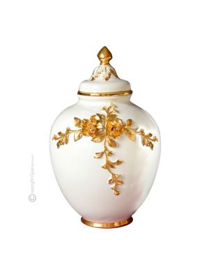 VASE AVVENENTE Baroque style artistic ceramic with 24k gold details Made in Italy